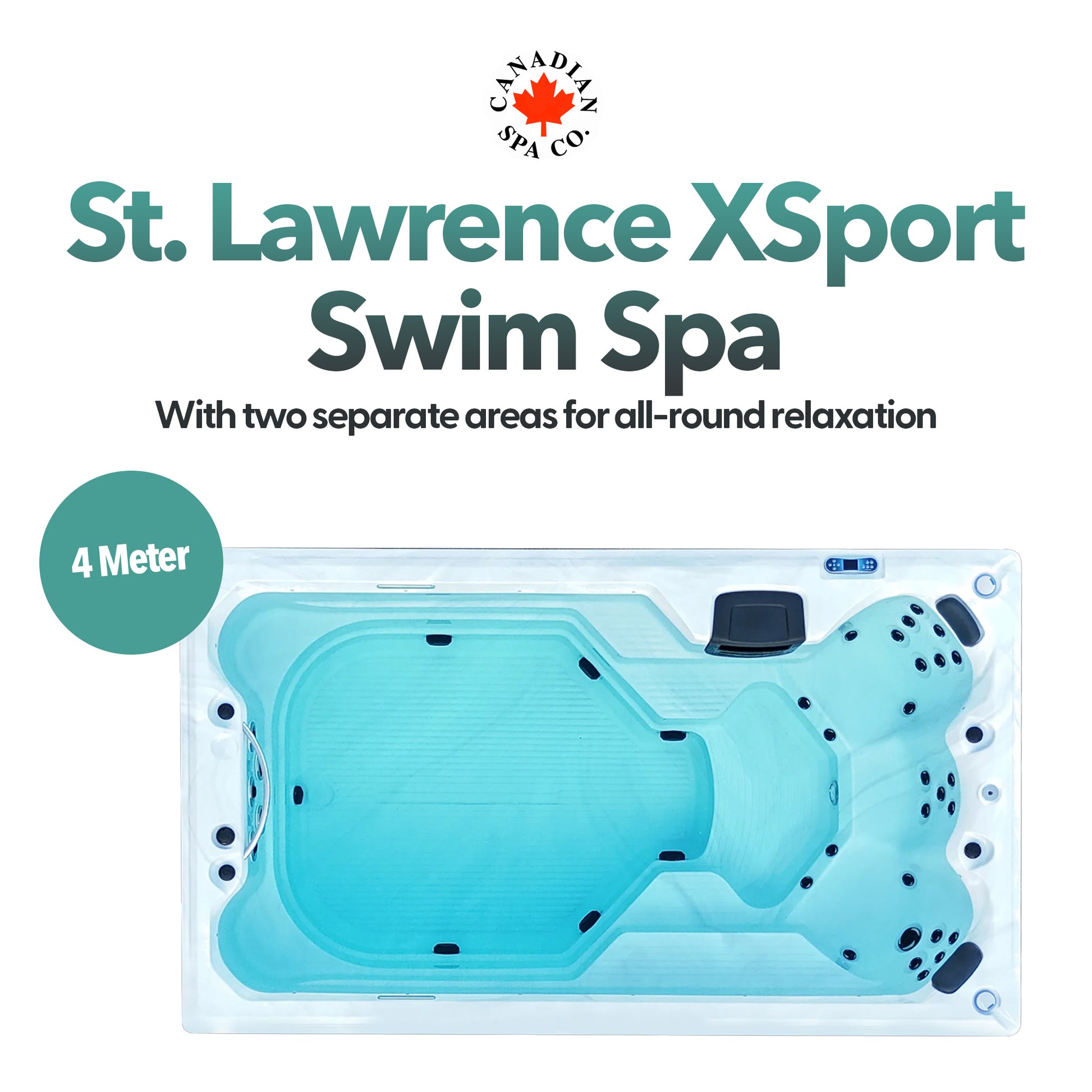 Canadian Spa 2025 13ft Swim Spa 15HP-Jet, 3-Person - St Lawrence Sport 390 x 226 x H120 cm - My Store