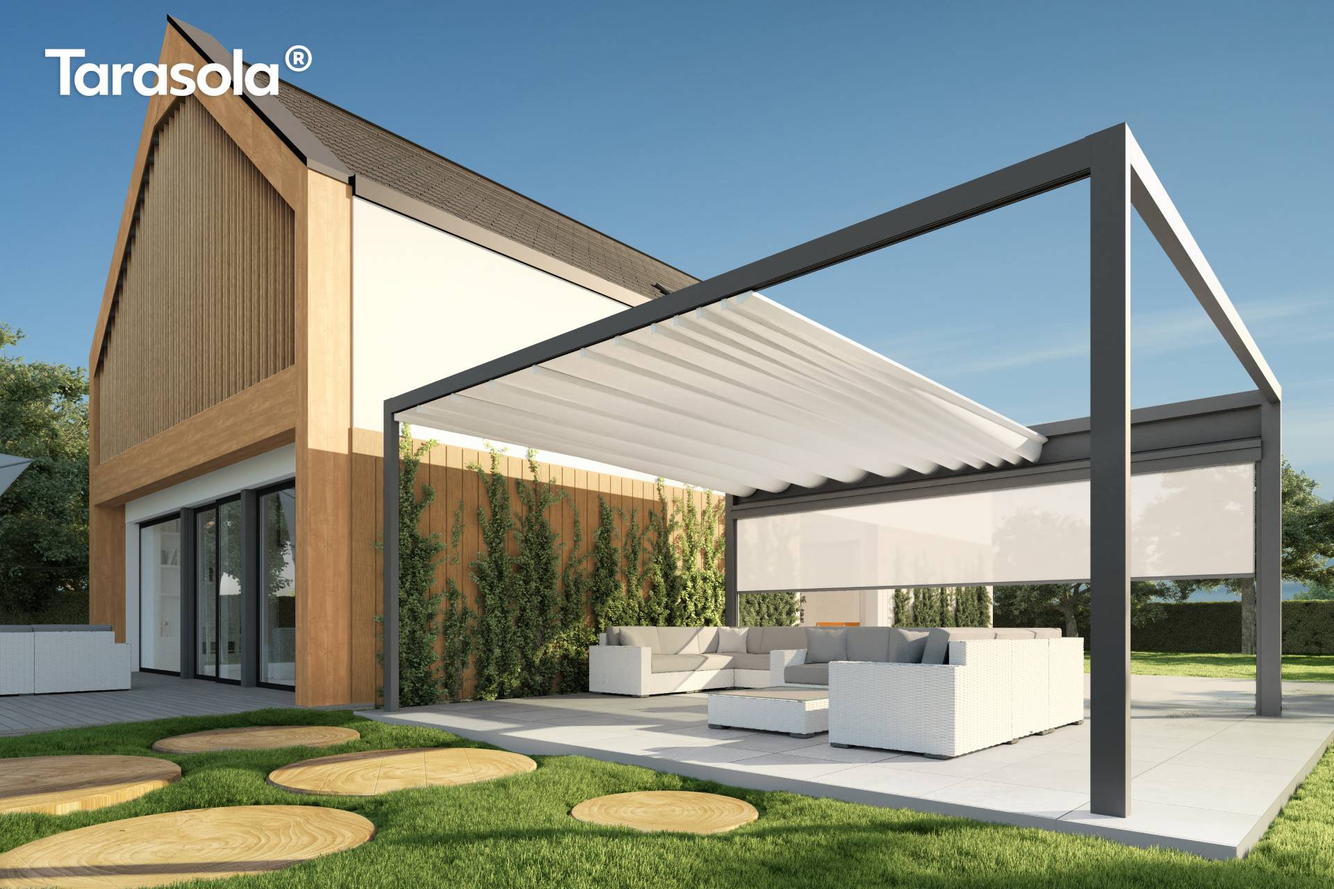 Tarasola Flat - Retractable Fabric Roof Pergola - My Store